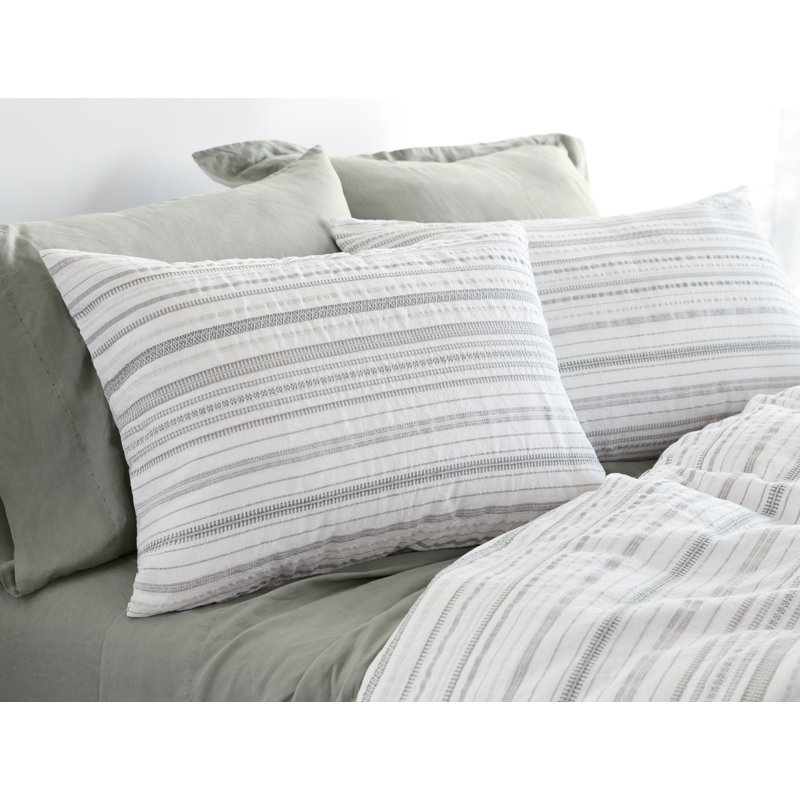 Standard Organic Cotton Gray and White Striped Pillow Sham