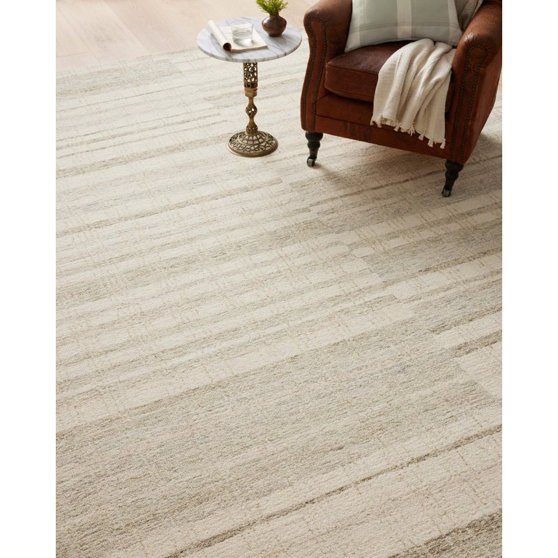 Handmade Tufted Gray Stripe Wool Area Rug, 3'6" x 5'6"