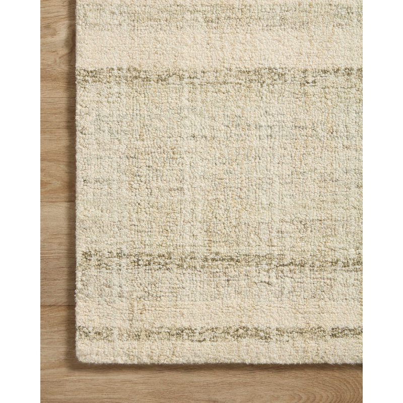 Handmade Tufted Gray Stripe Wool Area Rug, 3'6" x 5'6"