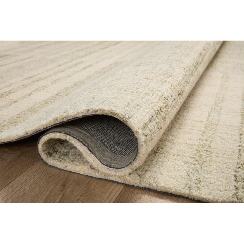Handmade Tufted Gray Stripe Wool Area Rug, 3'6" x 5'6"