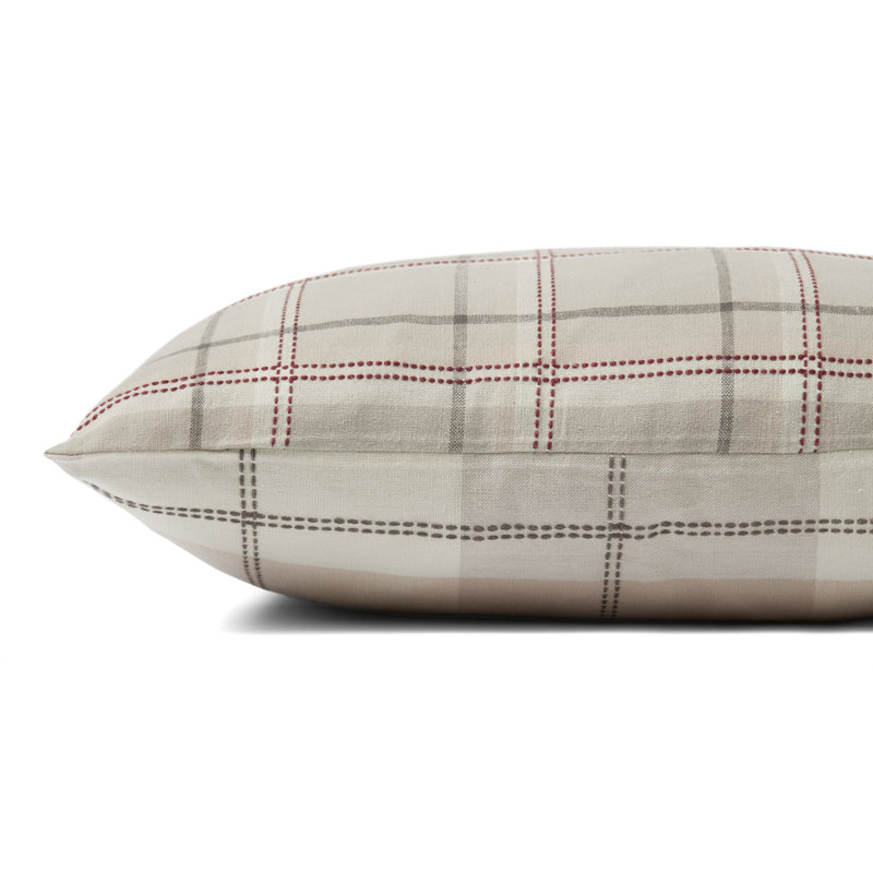 Teddy Beige and Gray Plaid 18'' x 18'' Pillow Cover