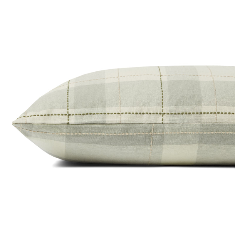 Sage and Multi Plaid Cotton 18" x 18" Pillow Cover