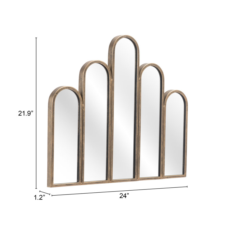 Deco-Inspired Fountain Rectangular Mirror in Antique Gold