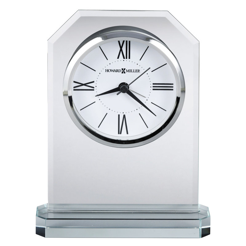 Quincy Transparent Crystal Table Clock with Roman Numerals