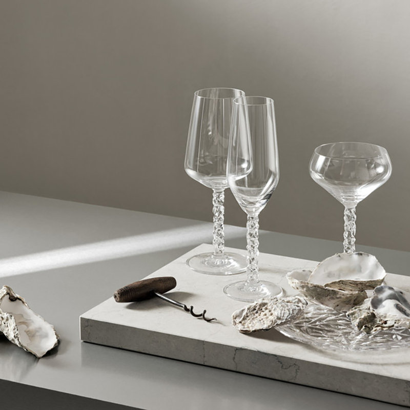 Carat 8.4oz Clear Crystal Faceted Coupe Glass Set