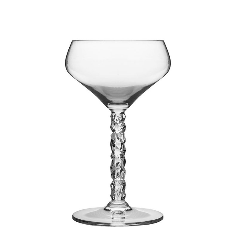 Carat 8.4oz Clear Crystal Faceted Coupe Glass Set