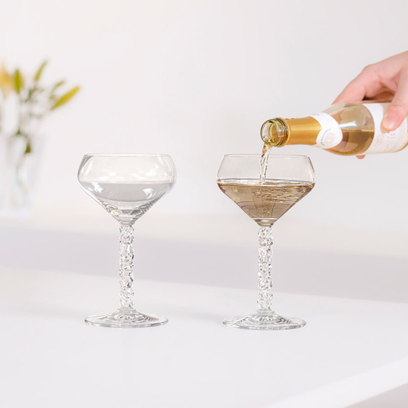 Carat 8.4oz Clear Crystal Faceted Coupe Glass Set
