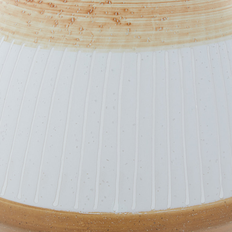 Coastal Serenity Brown and Terracotta Striped Ceramic Vase