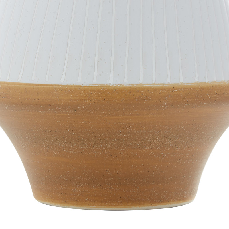 Coastal Serenity Brown and Terracotta Striped Ceramic Vase