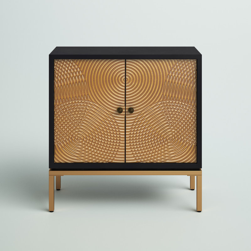 Black and Bronze Ripple Design 2-Door Cabinet