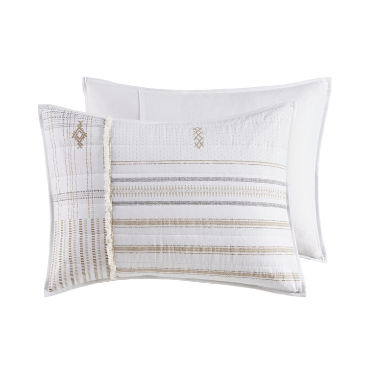 Nordic Natural Cotton Full Quilt Set with Textured Accents