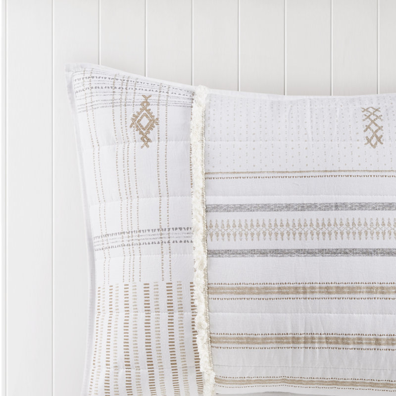 Nordic Natural Cotton Full Quilt Set with Textured Accents