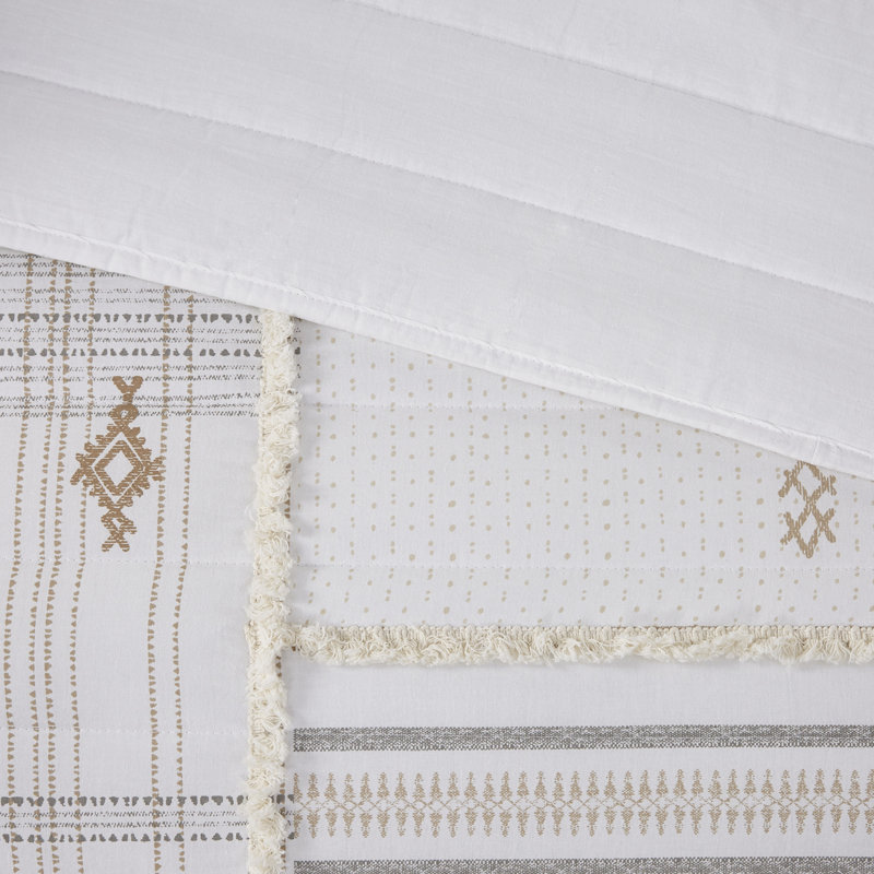 Nordic Natural Cotton Full Quilt Set with Textured Accents