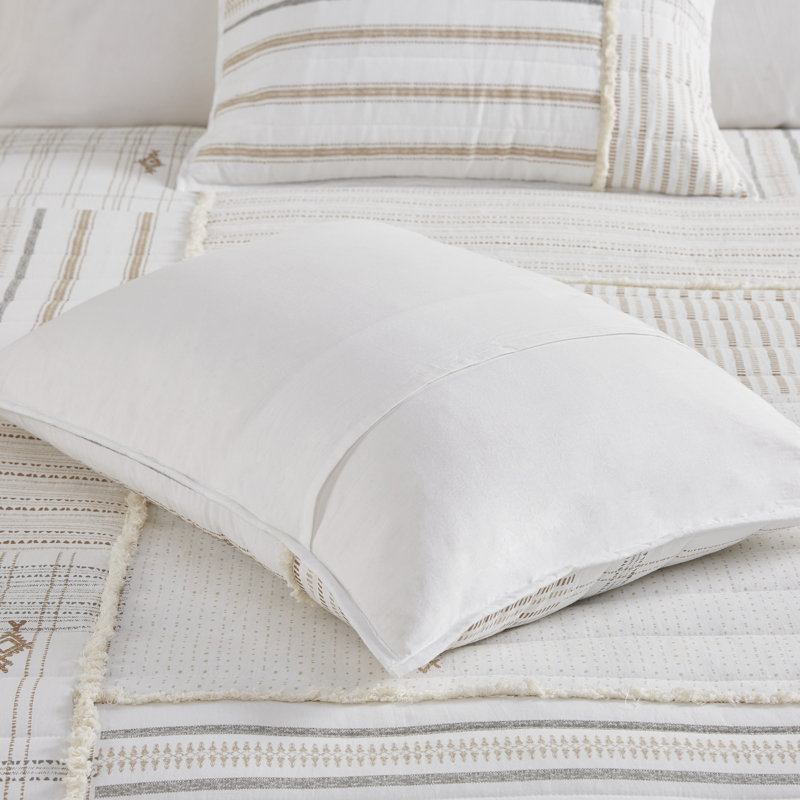 Nordic Natural Cotton Full Quilt Set with Textured Accents