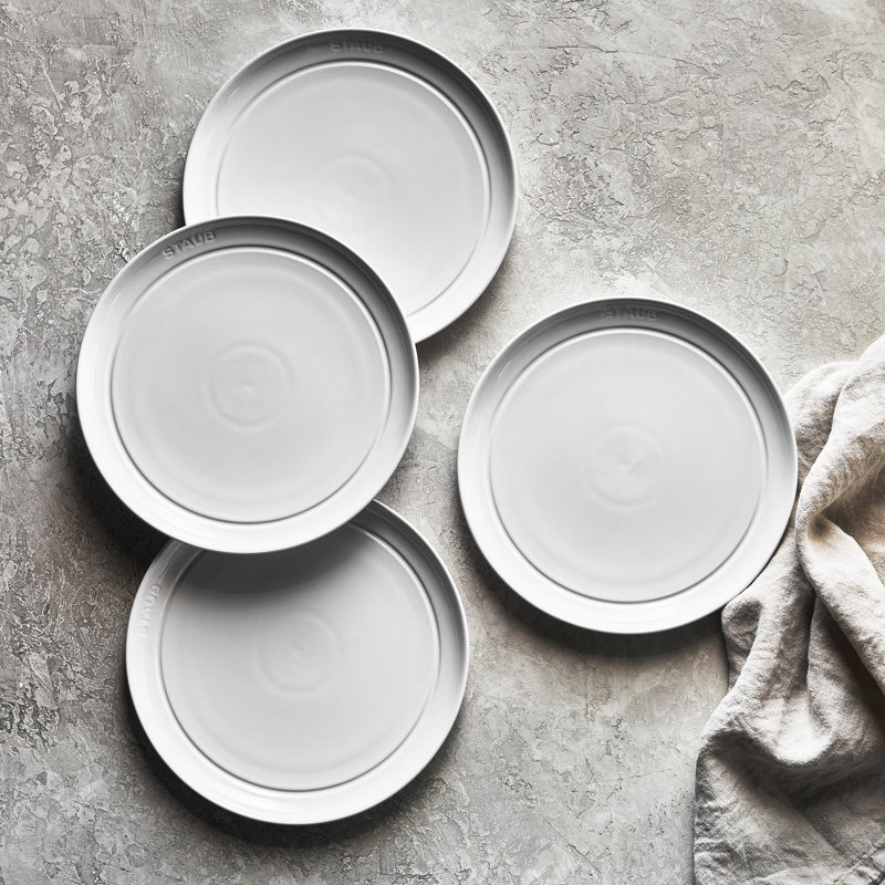 White Porcelain 9-Inch Salad and Dessert Plate Set