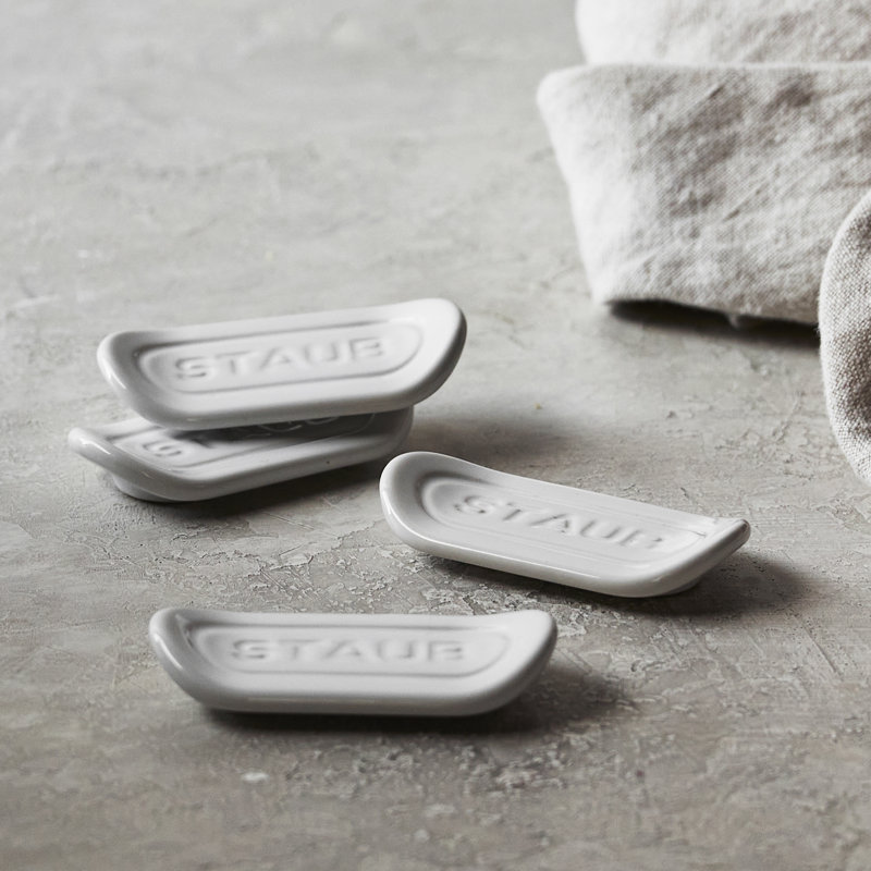 White Ceramic Spoon Rest Set of 4
