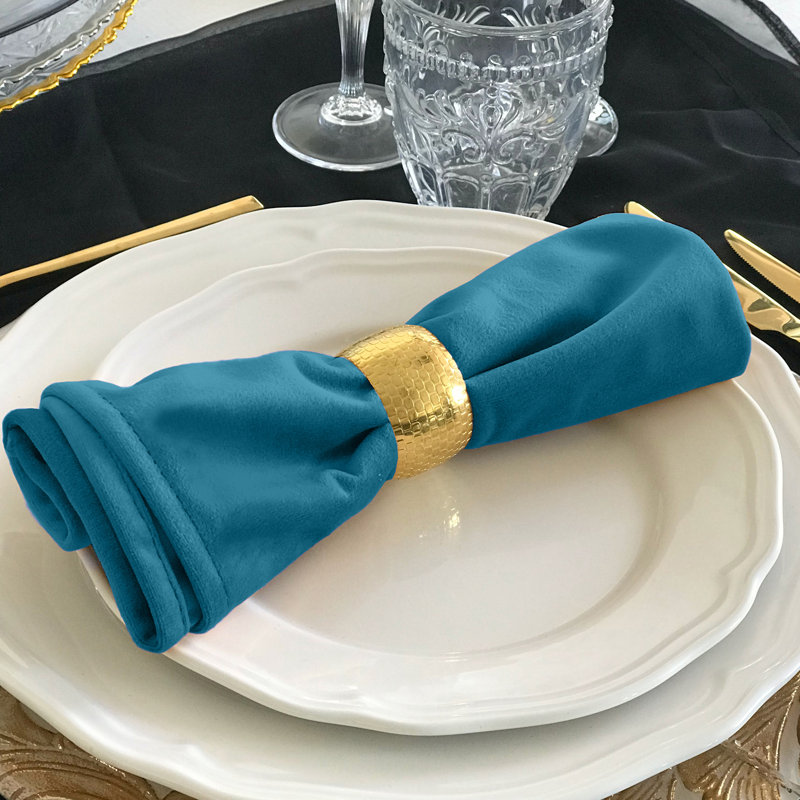 Teal Cotton-Blend Square Twill Cloth Napkins, Set of 12