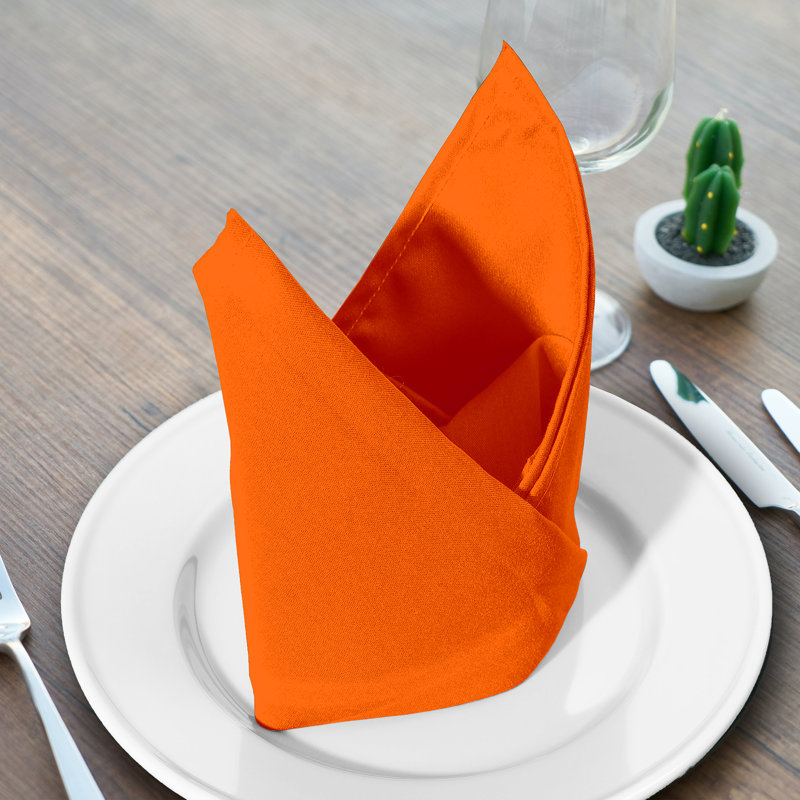 Saffron Orange Cotton Blend Square Cloth Napkins, Set of 12