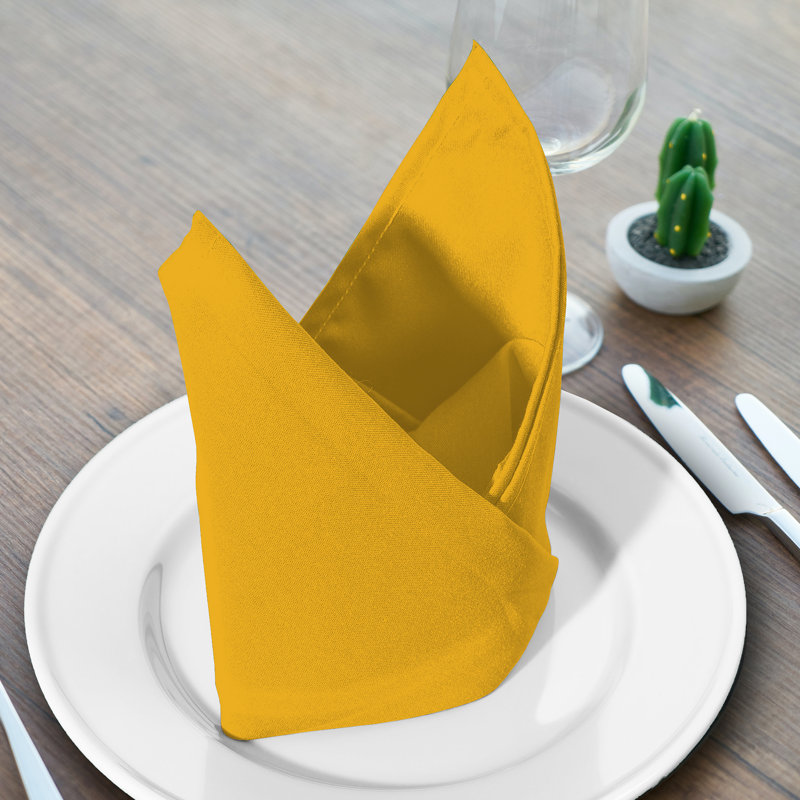 Mustard Cotton Blend Square Cloth Napkins Set of 12