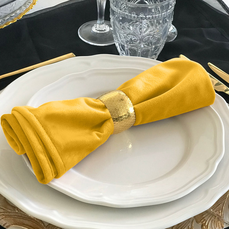 Mustard Cotton Blend Square Cloth Napkins Set of 12
