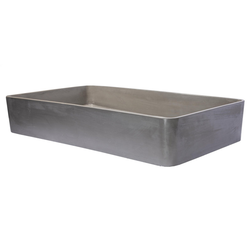 Wide Dark Gray Concrete Rectangular Vessel Sink