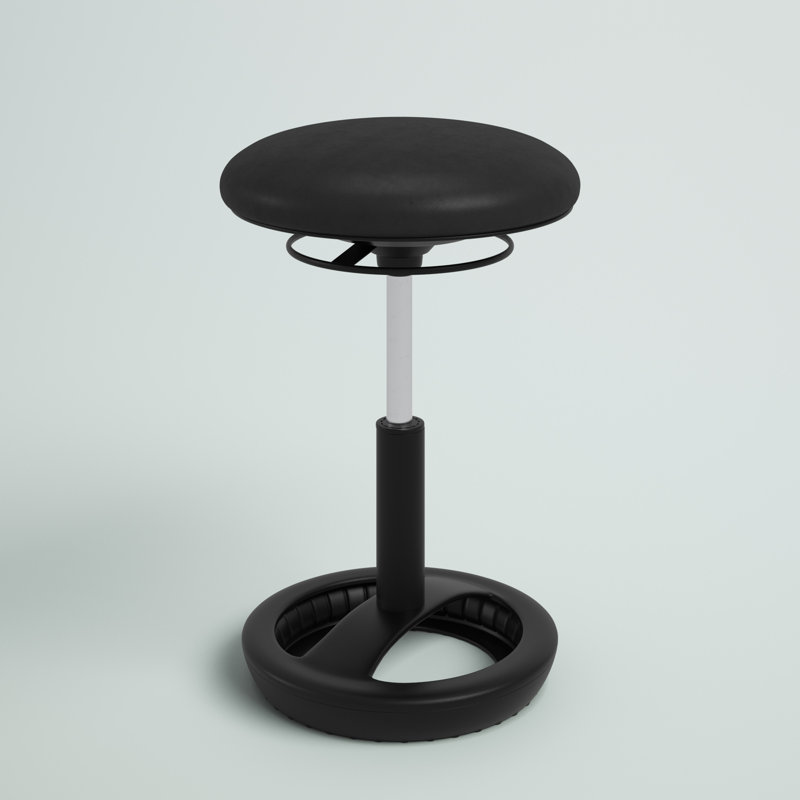 Adjustable Black Vinyl Backless Swivel Stool with Metal Base