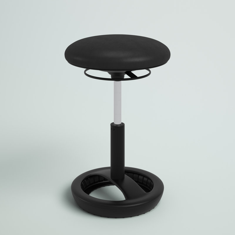Adjustable Black Vinyl Backless Swivel Stool with Metal Base