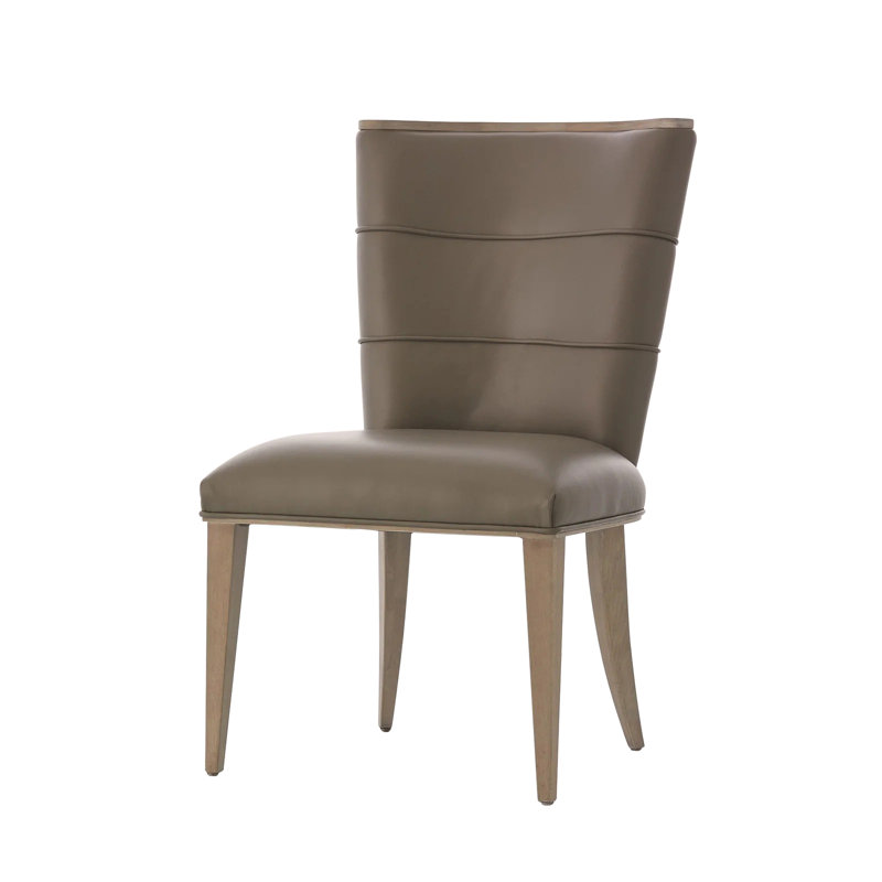 Elegant Adelaide Gray Leather Side Chair with Rubber Wood Frame