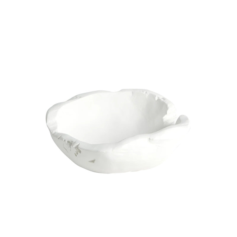 Matte White Vintage-Inspired Handcrafted Ceramic Decorative Bowl
