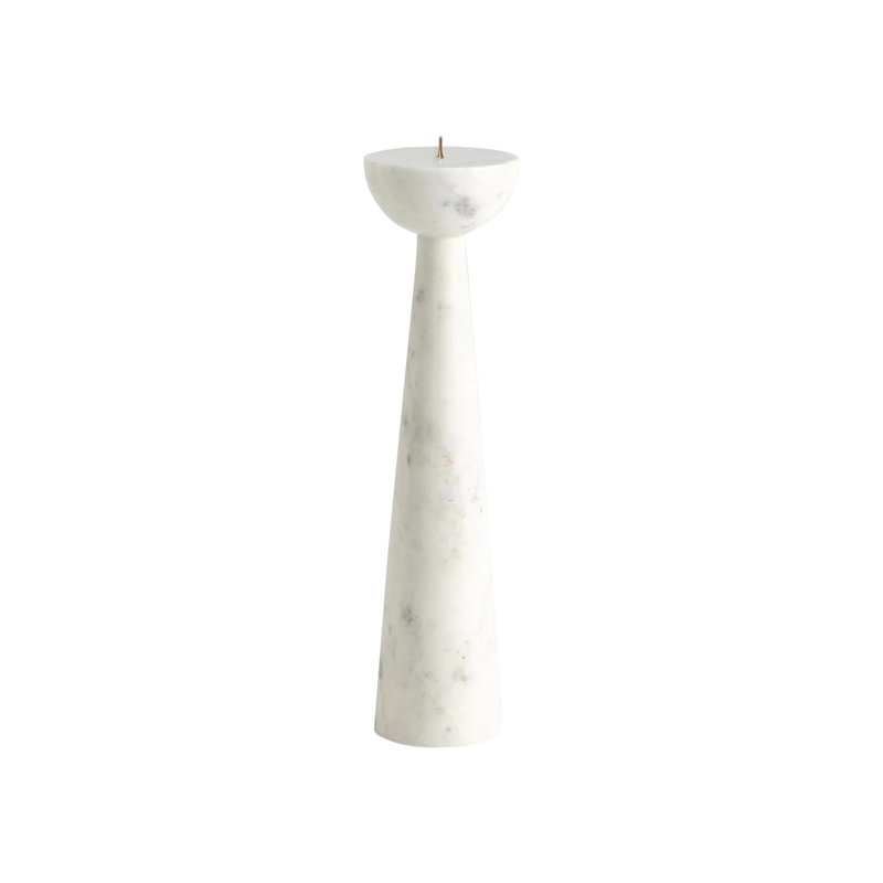 White Marble and Iron 17" Candle Stand