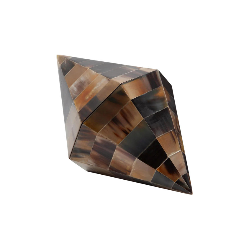 Geometric Brown Horn Wood Lidded Box