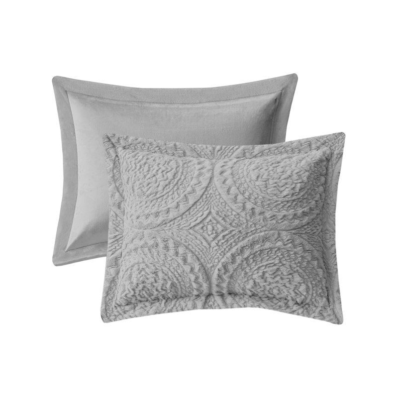Gray Full Faux Fur Reversible Bedspread Set