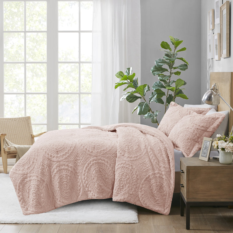 Blush Twin Microfiber Reversible Comforter Set with Shams