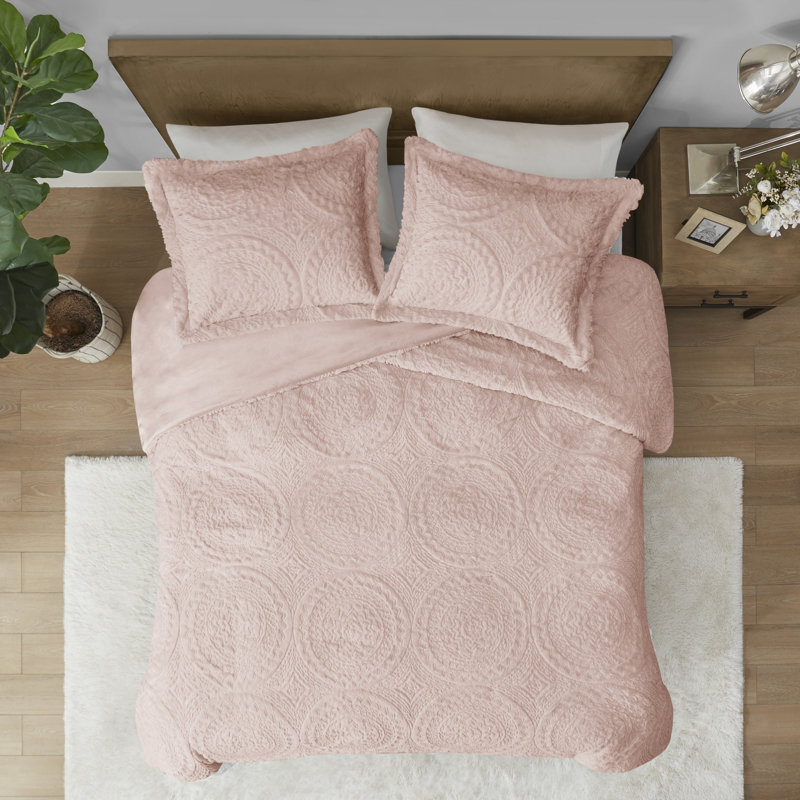 Blush Twin Microfiber Reversible Comforter Set with Shams