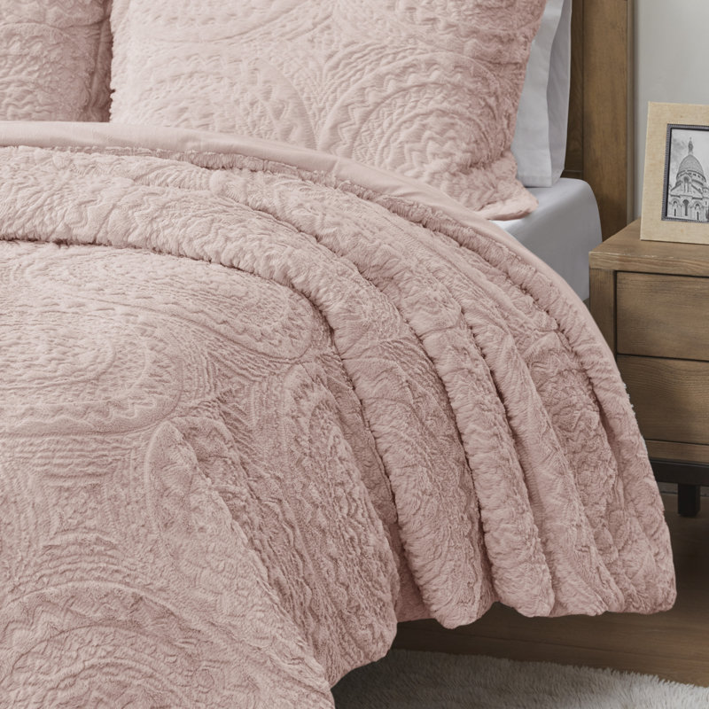 Blush Twin Microfiber Reversible Comforter Set with Shams