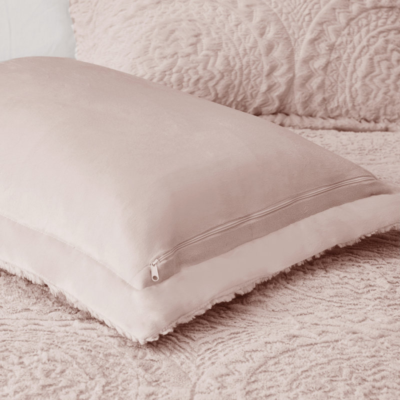 Blush Twin Microfiber Reversible Comforter Set with Shams