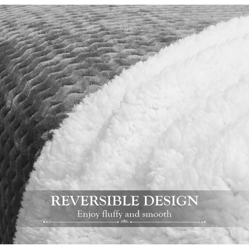 Gray Reversible Sherpa Fleece Throw Blanket 50x60 Inches