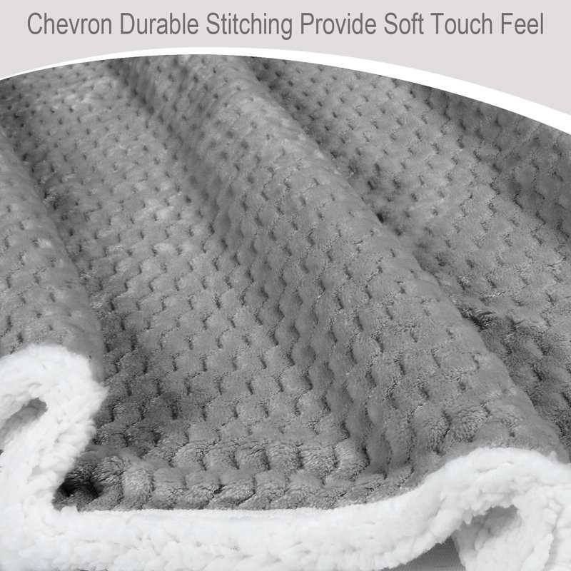 Gray Reversible Sherpa Fleece Throw Blanket 50x60 Inches