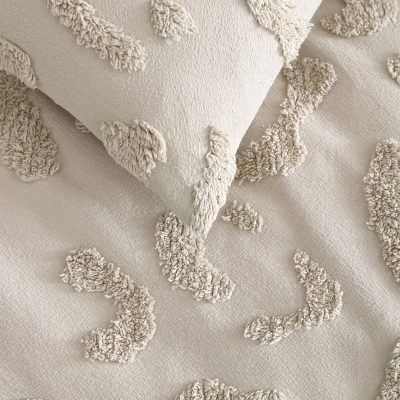 King Beige Cotton Chenille Leopard Print Comforter Set
