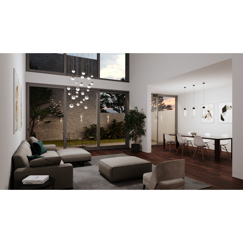 Satin Nickel 27" LED Globe Pendant with Crystal Facets
