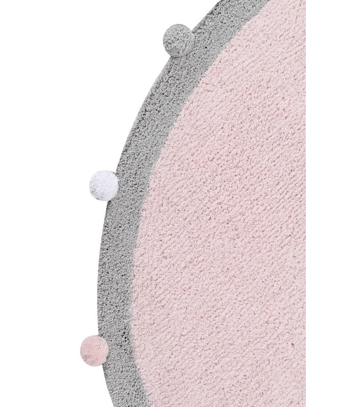 Handmade Soft Pink Wool Rectangular Washable Rug