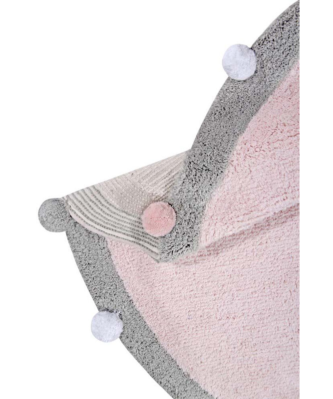 Handmade Soft Pink Wool Rectangular Washable Rug