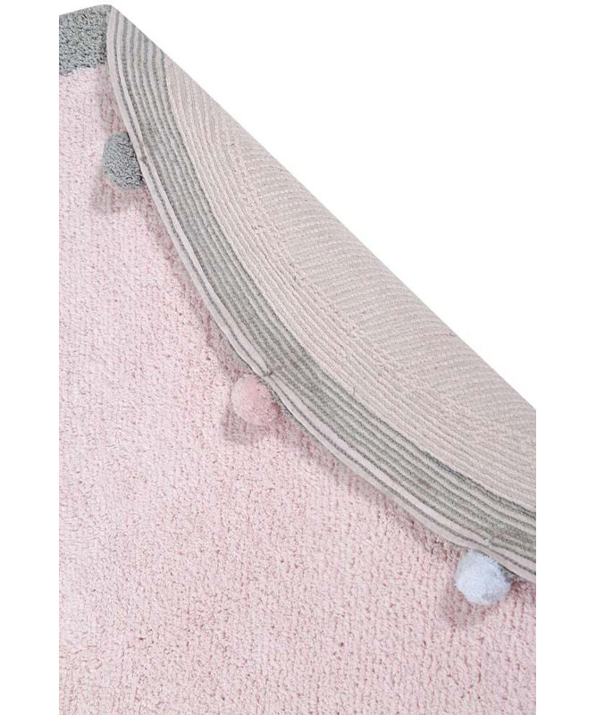 Handmade Soft Pink Wool Rectangular Washable Rug
