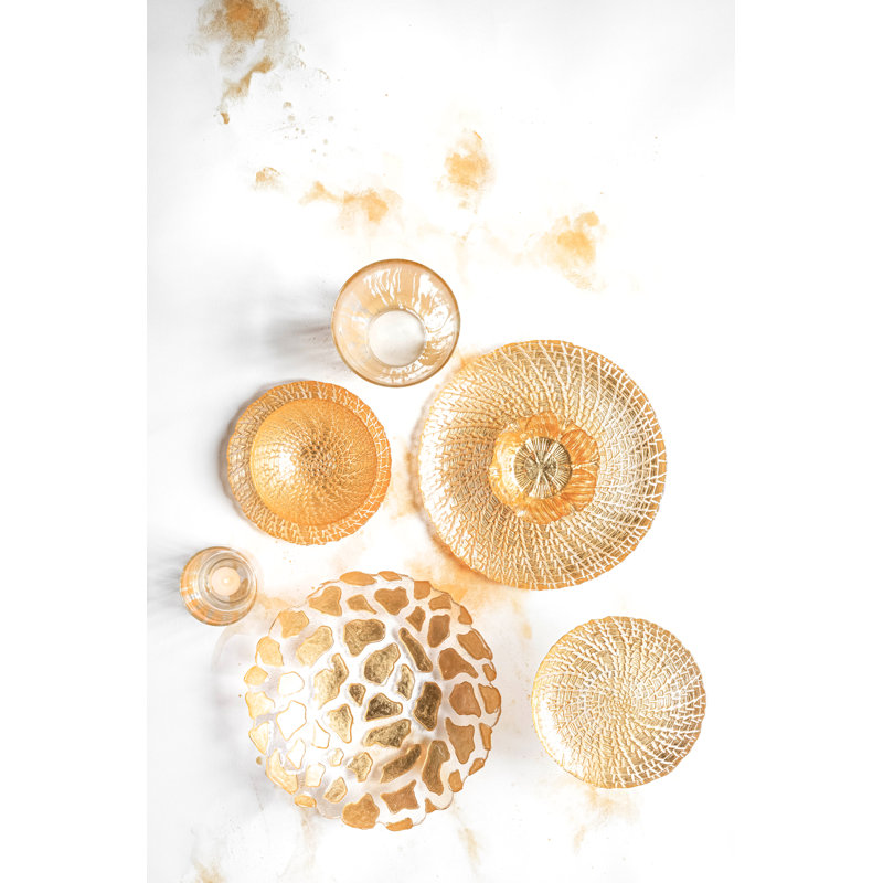 Handcrafted Gold Glass Round Charger Plate