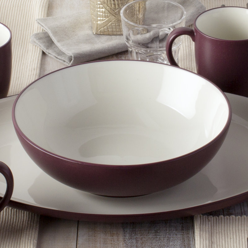 Burgundy Ceramic Round Serving Bowl, 9.5", 64 oz.