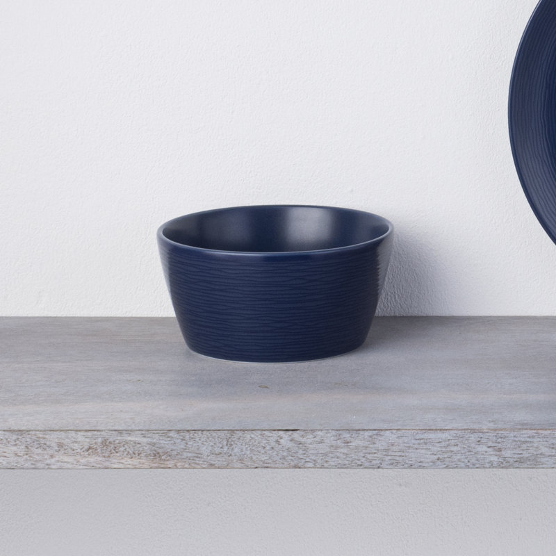 Navy Textured Glass Cereal Bowls, Set of 4