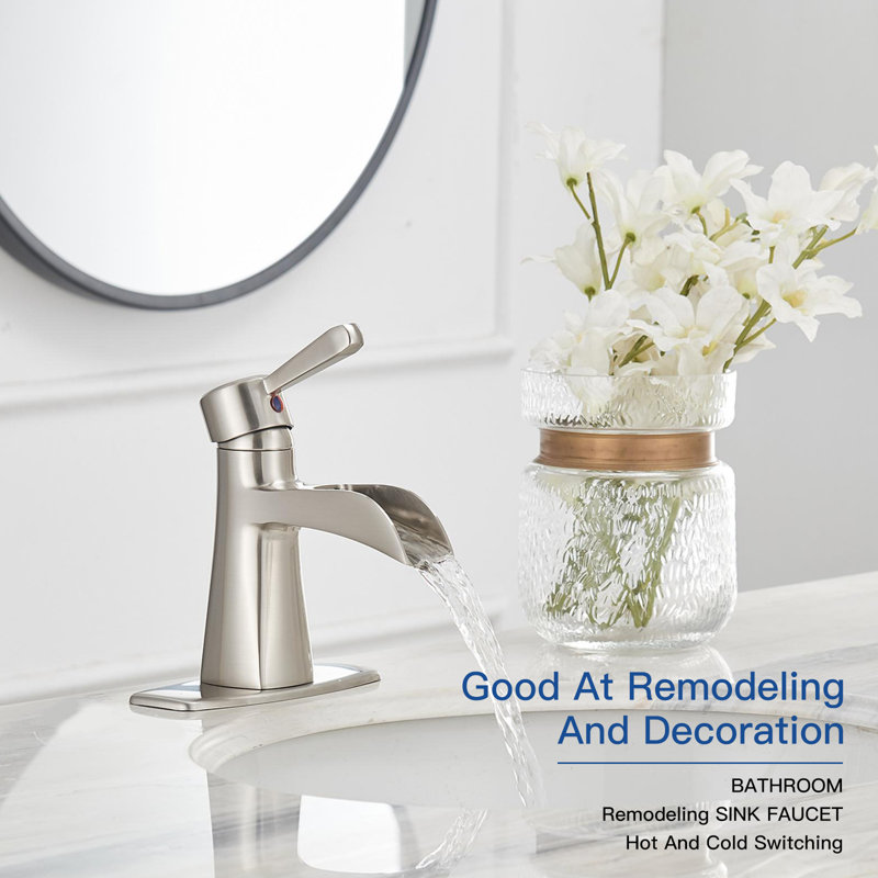 Elegant Brushed Nickel Waterfall Single-Handle Bathroom Faucet