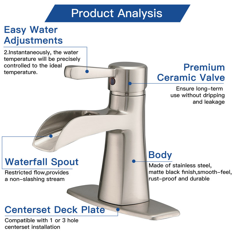 Elegant Brushed Nickel Waterfall Single-Handle Bathroom Faucet