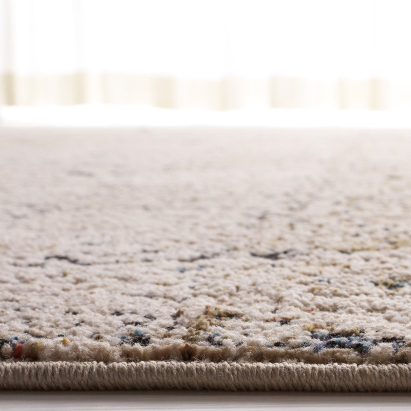 Ivory Synthetic Hand-knotted Square Easy Care Rug