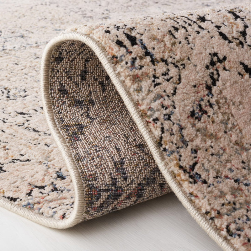 Ivory Synthetic Hand-knotted Square Easy Care Rug